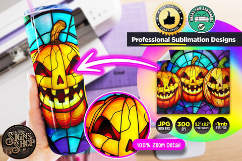 26 Halloween Pumpkins Tumbler Wraps Bundle | Stained glass Sublimation The Vintage Signs Shop 