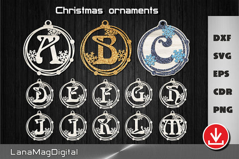 26 Monogram Christmas ornament svg Christmas tree decor svg SVG LanaMagDigital 
