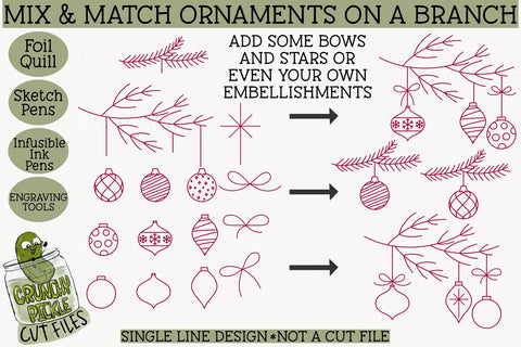 27 Foil Quill Christmas Ornaments & Gifts Set / Single Line Sketch SVG Crunchy Pickle 