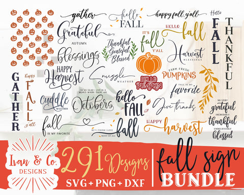 291 Fall Sign SVG Bundle | Hello Pumpkin Svg | Thanksgiving Svg | Hello Fall Svg | Autumn Svg | Fall Svg | Commercial Use | Digital Cut Files (1291084328) SVG Ivan & Co. Designs 