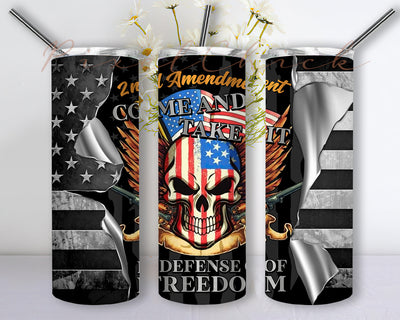 2nd Amendment Skull Flag Bullets and Gun 20oz Skinny Tumbler Sublimation Designs Tumbler for Straight,Tapered PNG File Digital Download Sublimation PixelChick 