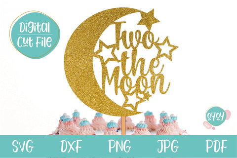 2nd Birthday Cake Topper SVG | Two the Moon SVG SVG OyoyStudioDigitals 
