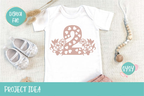 2nd Birthday Cake Topper with Flowers, 2nd Birthday Number for Baby Shirt SVG OyoyStudioDigitals 