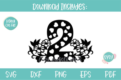 2nd Birthday Cake Topper with Flowers, 2nd Birthday Number for Baby Shirt SVG OyoyStudioDigitals 