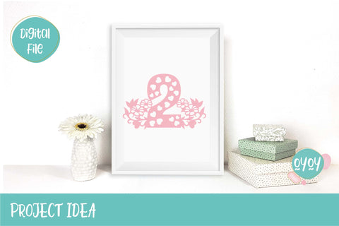 2nd Birthday Cake Topper with Flowers, 2nd Birthday Number for Baby Shirt SVG OyoyStudioDigitals 