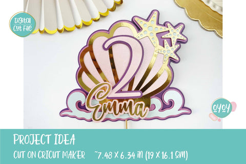 2nd Birthday Mermaid Cake Topper SVG | 3D Layered Topper SVG OyoyStudioDigitals 