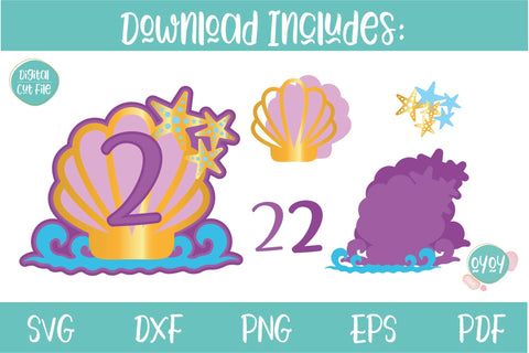 2nd Birthday Mermaid Cake Topper SVG | 3D Layered Topper SVG OyoyStudioDigitals 