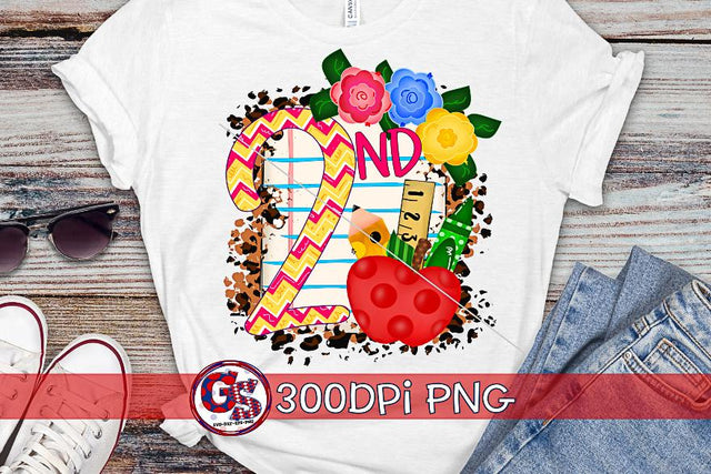2nd Grade Back to School PNG for Sublimation Sublimation Greedy Stitches 