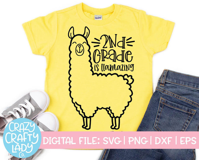 2nd Grade Is Llamazing | Back to School SVG Cut File SVG Crazy Crafty Lady Co. 