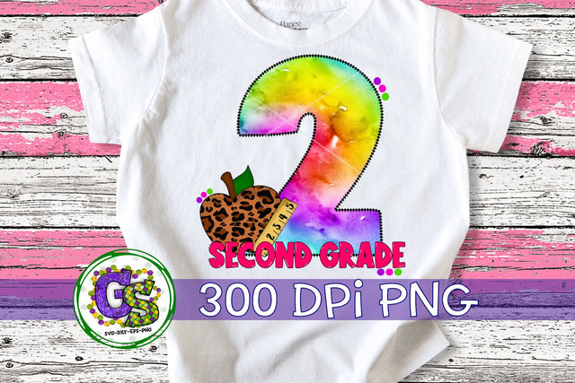 2nd Grade Tie Dye PNG for Sublimation Sublimation Greedy Stitches 
