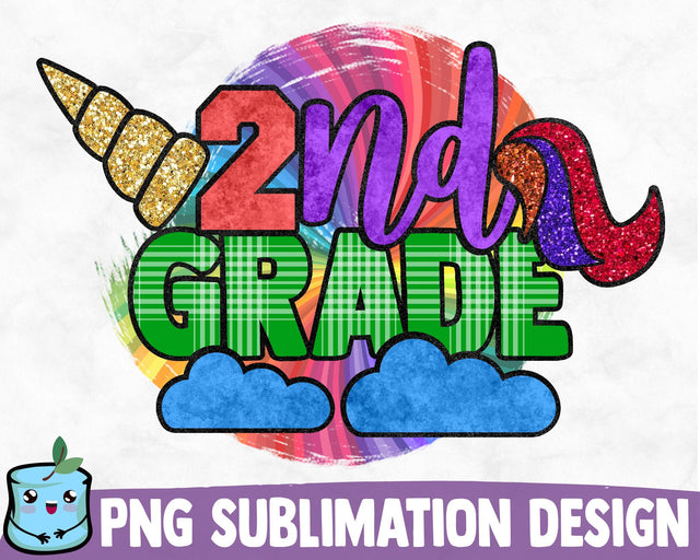 2nd Grade Unicorn Sublimation Design Sublimation MintyMarshmallows 