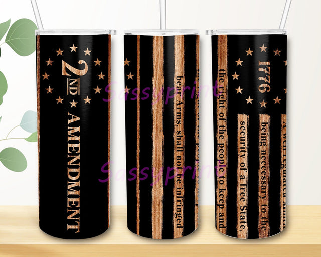 2nd Second Amendment American Flag 20oz Skinny Tumbler Png, Patriotic Wrap, American Flag Tumbler, Patriotic USA Flag Tumbler, USA Flag Tumbler Sublimation sassyprint 