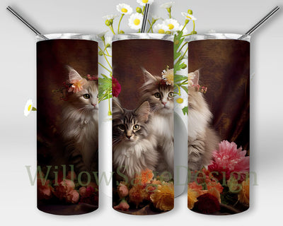 3 Baby Cats Cute With Floral 20oz Skinny Tumbler Png, Kitty Floral Tumbler, Flower Cute Baby Cats Tumbler, Baby Animals Png, Cute Cat Floral Tumbler Sublimation WillowSageDesign 