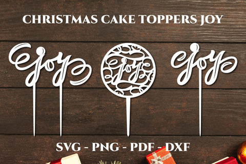 3 Christmas cake toppers. Joy svg. Laser cut files. SVG Angelina Semenova 