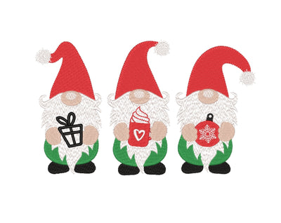 3 Christmas Gnomes Embroidery Design, Cute Gnomies Embroidery Design, 2 sizes, Instant Download Embroidery/Applique DESIGNS Nino Nadaraia 