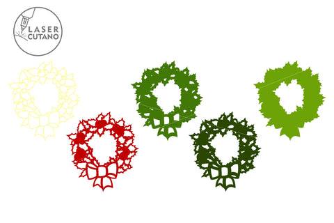 3 CHRISTMAS WREATHS Multilayer Laser Cut Files, Mandala, Round Sign SVG, 3D Designs, Mini Design Bundles SVG LaserCutano 