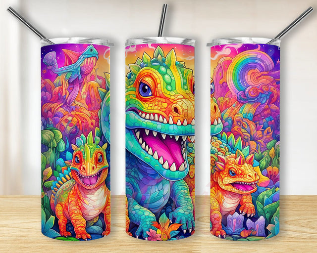 3 Cute Dinosaurs Pixar Cartoon 20oz Skinny Tumbler Sublimation Design, Dinosaurs Cartoon Tumbler, Dinosaurs Tumbler, Colorful Tumbler, Rainbow Kids Childrens Tumbler Sublimation BouDesign 