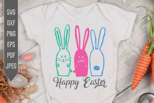 3 Easter Rabbits Svg. Happy Easter Svg. Cute Easter Design. Easter Shirt Svg. Easter Svg. Baby Onesie Svg. Newborn Baby Shirt. SVG Mint And Beer Creations 