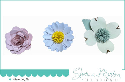 3 flowers SVG diecut file dogwood, daisy, rose SVG Sharia Morton Designs 