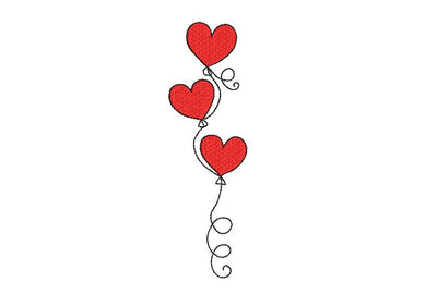 3 Heart shaped Balloons, Valentine Embroidery Design Embroidery/Applique DESIGNS Canada Embroidery 