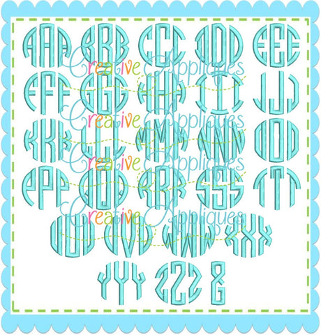3 Letter Circle Monogram Embroidery Font Font Creative Appliques 