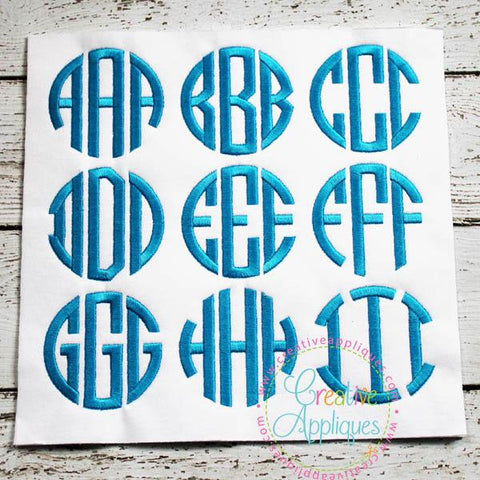 3 Letter Circle Monogram Embroidery Font Font Creative Appliques 