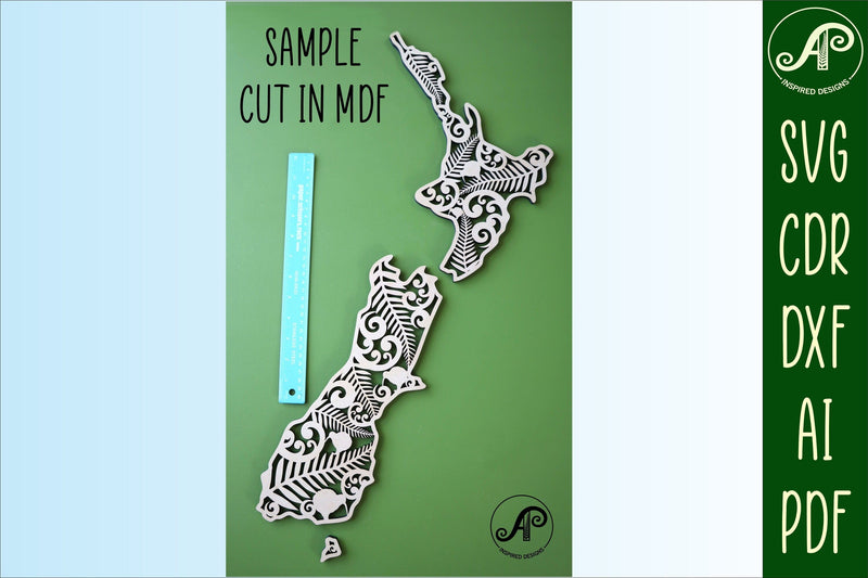 3 New Zealand outline SVG laser cut files So Fontsy