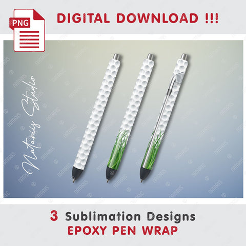 3 Seamless Golf Patterns for Epoxy Pen Wrap Sublimation Natariis Studio 