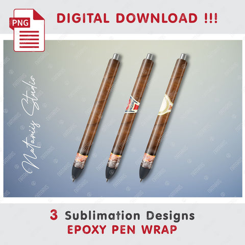 3 Seamless Realistic Cigar Patterns for Epoxy Pen Wrap Sublimation Natariis Studio 