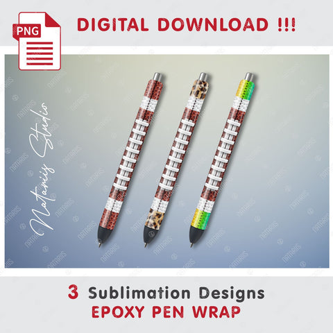 3 Seamless US Football Patterns for Epoxy Pen Wrap Sublimation Natariis Studio 