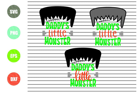 3 Styles Daddy's Little Monster Svg - Halloween SVG PNG DXF EPS Cut Files SVG Artstoredigital 