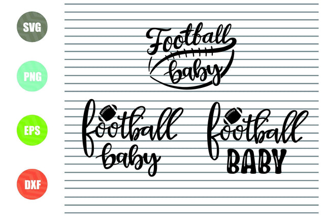 3 Styles Football Baby Svg - Football Svg, Png, Dxf, Eps Cut Files SVG Artstoredigital 