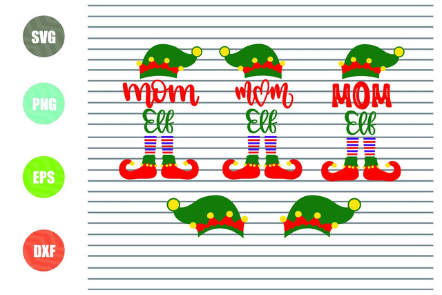 3 Styles Mom Elf Svg - Christmas Svg, Png, Dxf, Eps Cut Files SVG Artstoredigital 