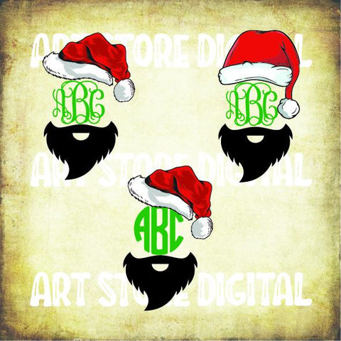 3 Styles Santa Hat Monogram Christmas Svg Png Eps Dxf Cut Files SVG Artstoredigital 