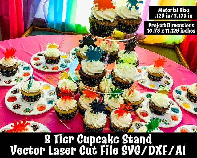 3 Tier Cupcake Stand Laser Cut File SVG Design Shark 
