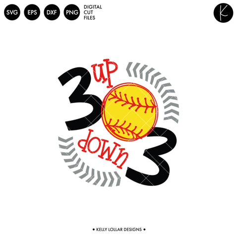 3 Up 3 Down Baseball or Softball SVG Kelly Lollar Designs 