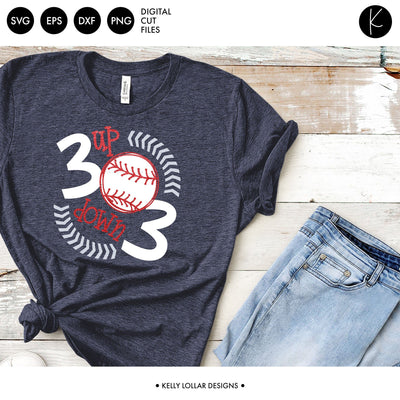 3 Up 3 Down Baseball or Softball SVG Kelly Lollar Designs 