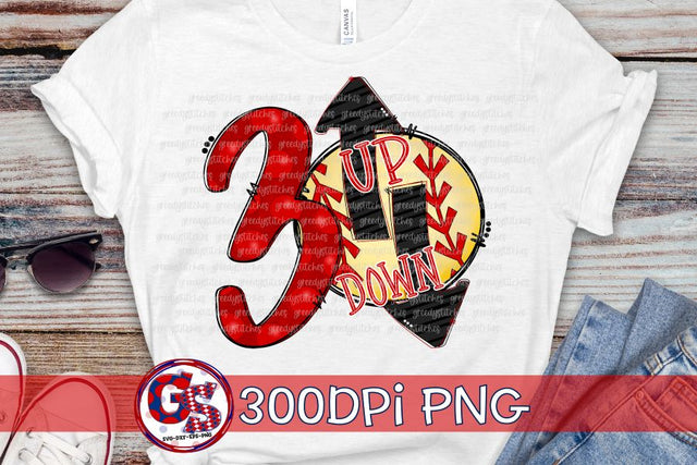 3 Up 3 Down Softball PNG For Sublimation Sublimation Greedy Stitches 
