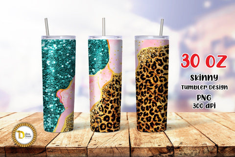 30 Oz skinny Tumbler leopard design Sublimation Dina.store4art 