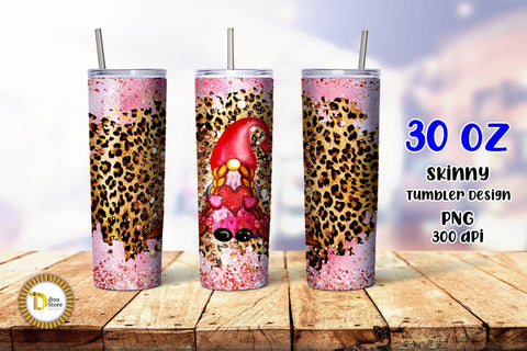 30 Oz Skinny Tumbler Valentine's Gnome Sublimation Dina.store4art 