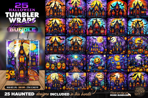 300 Halloween Mega Bundle | Tumbler Wraps | Stained glass Sublimation The Vintage Signs Shop 