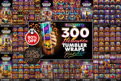 300 Halloween Mega Bundle | Tumbler Wraps | Stained glass Sublimation The Vintage Signs Shop 