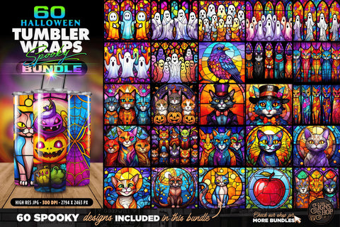 300 Halloween Mega Bundle | Tumbler Wraps | Stained glass Sublimation The Vintage Signs Shop 