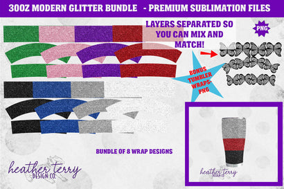 30oz Modern Curve Glitter PNG Sublimation Tumbler Wraps Sublimation Heather Terry Design Co. 
