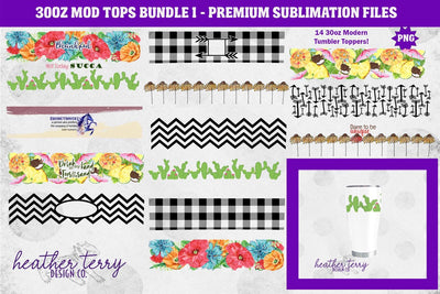 30oz Modern Curve Topper PNG Glitter Sublimation Bundle Sublimation Heather Terry Design Co. 