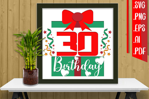 30th Birthday Layered Papercut Svg Eps Ai Png Pdf SVG zafrans studio 