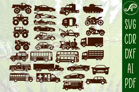 31 Vehicle cut out designs, laser cut file, shapes. SVG SVG APInspireddesigns 