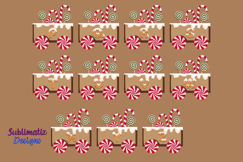 33 Clipart Gingerbread Christmas Train Bundle – Alphabet Sublimation Sublimatiz Designs 