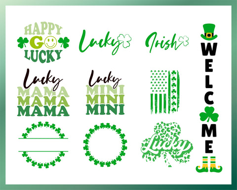 34 DESIGNS Lucky svg, St Patricks Svg Bundle, Saint Patricks Day Svg, Lucky Svg, Irish svg, Shamrock svg, Clover svg Files for Cricut, png SVG Fauz 