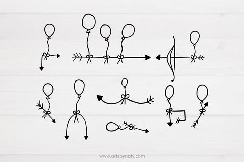 35 Arrows Balloons and Bows SVG Bundle. SVG Arts By Naty 